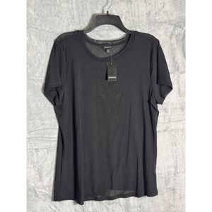 Torrid Womens Black Mesh Tee Short Sleeve Sheer Crew Neck Top Size 2 2X NEW NWT